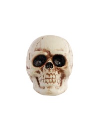 TETE DE MORT PLASTIQUE AVEC LED YEUX ROUGES 11CM X 16CM X 13CM
