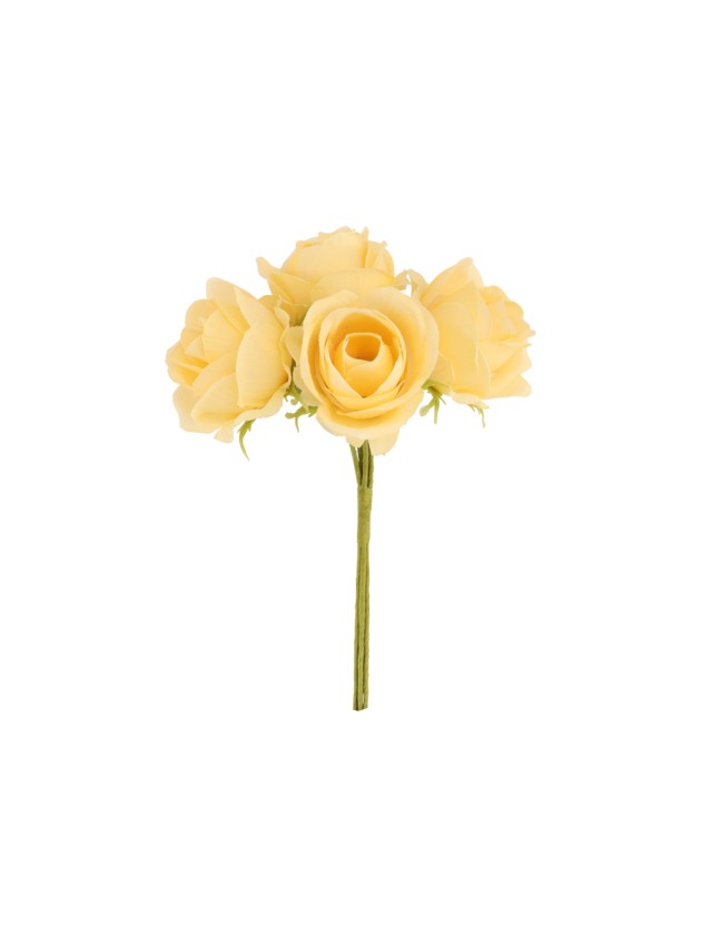 MINI BUNCH 4 ROSES YELLOW SAND 9CM X 7CM X 12CM