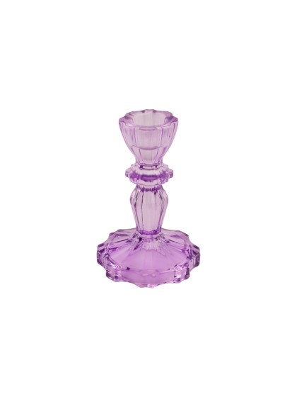 BOUGEOIR VERRE FLAMBEAU SIENNA LILAS DIA 7.5CM X 11CM