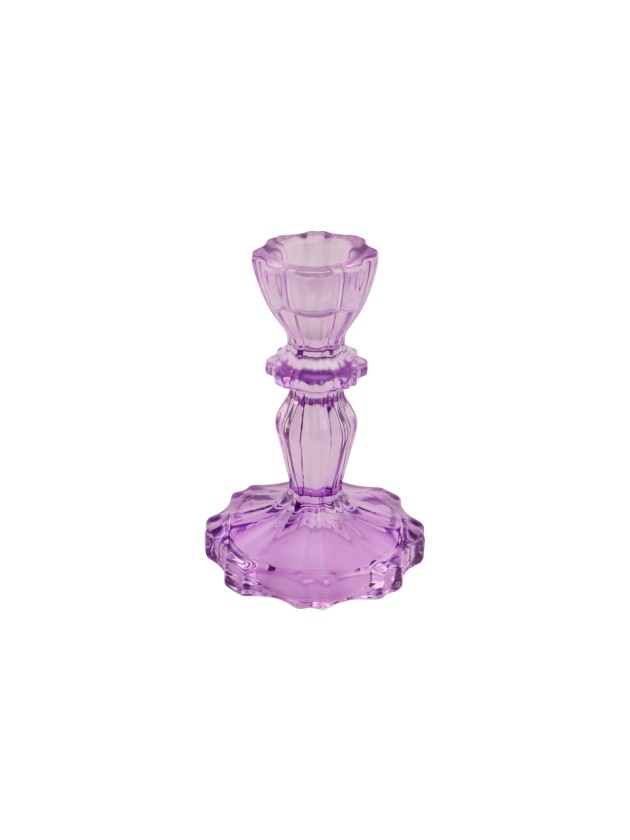 BOUGEOIR VERRE FLAMBEAU SIENNA LILAS DIA 7.5CM X 11CM