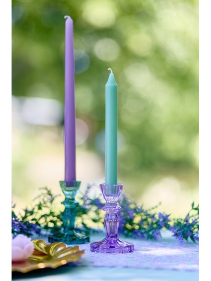 BOUGEOIR VERRE FLAMBEAU SIENNA LILAS DIA 7.5CM X 11CM