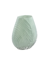 VASE VERRE RELIEF FEUILLE SOFT MINT 15CM X 9.5CM X 18CM