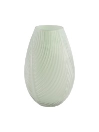 VASE VERRE RELIEF FEUILLE EUCALYPTUS DIA 15CM X 23.5CM