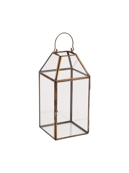 LANTERNE VERRE ET METAL GARDEN 10CM X 10CM X 22CM