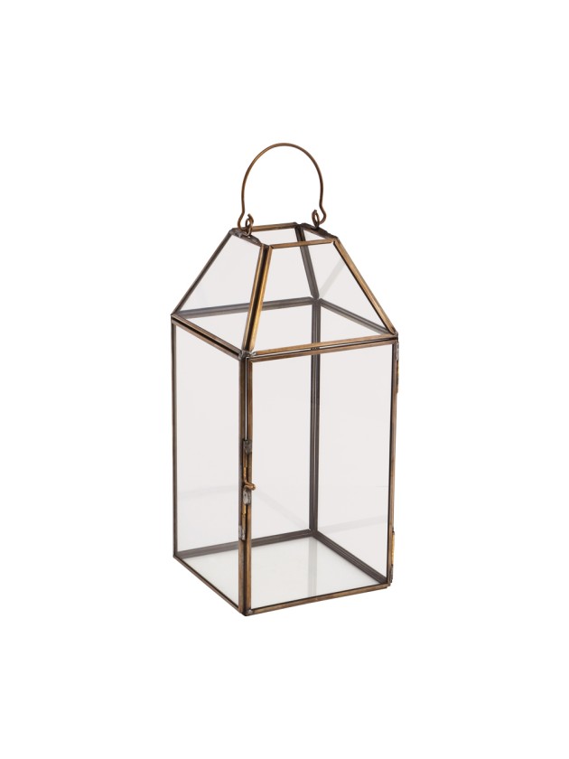 LANTERNE VERRE ET METAL GARDEN 10CM X 10CM X 22CM