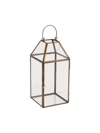GARDEN METAL AND GLASS LANTERN 10CM X 10CM X 21CM