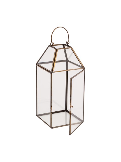 LANTERNE VERRE ET METAL GARDEN 10CM X 10CM X 22CM