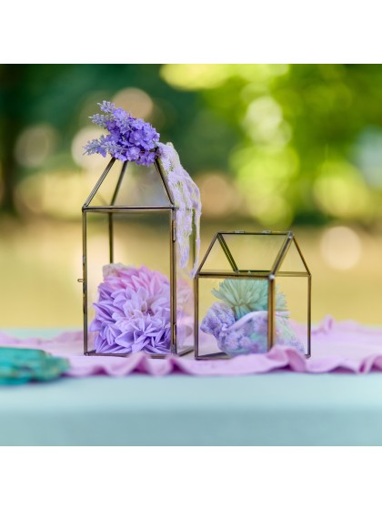 LANTERNE VERRE ET METAL GARDEN 10CM X 10CM X 22CM