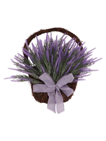 BOUQUET LAVANDE DANS PANIER A SUSPENDRE 50CM X 15CM X 44CM