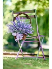 BOUQUET LAVANDE DANS PANIER A SUSPENDRE 50CM X 15CM X 44CM
