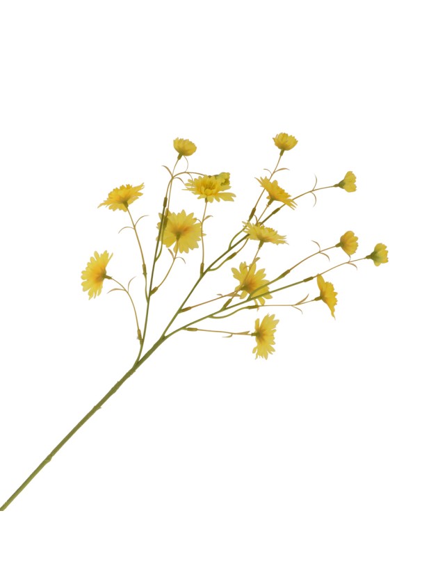TIGE 3 BRANCHES SCABIEUSE JAUNE 16CM X 6CM X 61CM