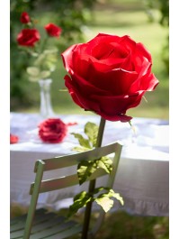 ROSE GEANTE SUR TIGE ROUGE DIA 40CM X 130CM