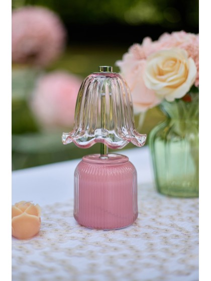 LAMPE DE TABLE LED OPALINE ROSE DIA 10.5CM X 20.5CM