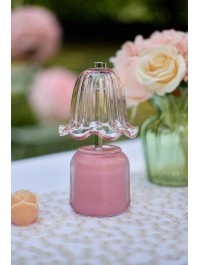 LAMPE DE TABLE LED OPALINE ROSE DIA 10.5CM X 20.5CM