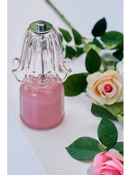 LAMPE DE TABLE LED OPALINE ROSE DIA 10.5CM X 20.5CM