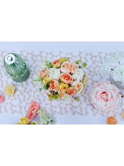 CHEMIN DE TABLE FLEURETTES ROSE 30CM X 3M