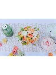 CHEMIN DE TABLE FLEURETTES ROSE 30CM X 3M