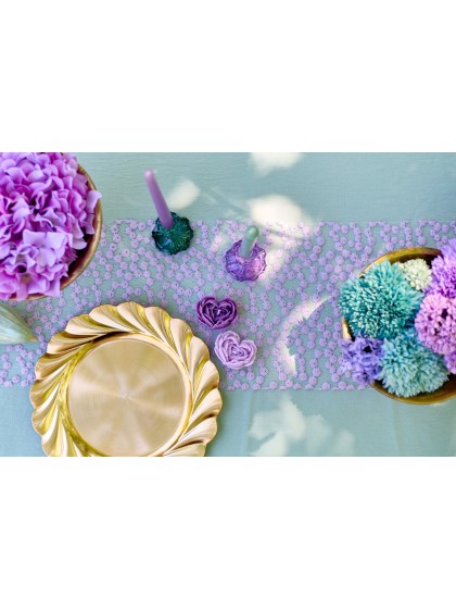 LILAC FLEURETTES TABLE RUNNER 30CM X 3M