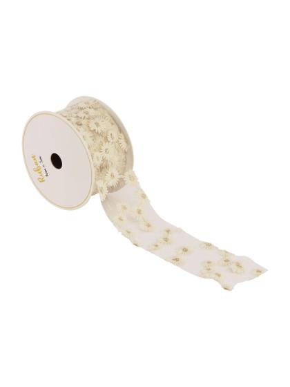 RUBAN FLEURETTES IVOIRE 4CM X 5M