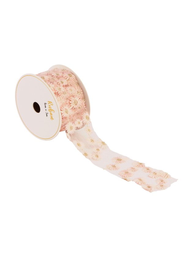 RUBAN FLEURETTES ROSE 4CM X 5M