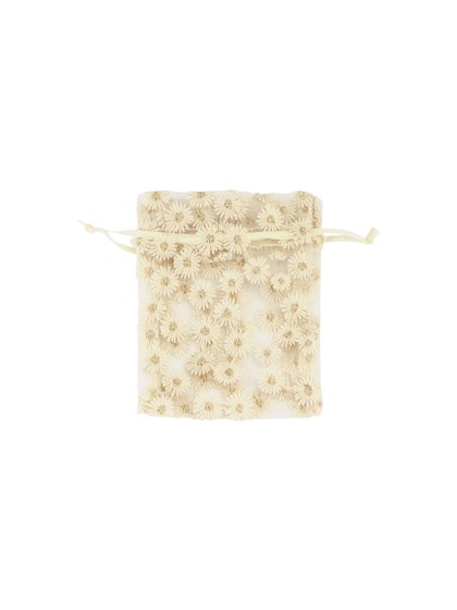 4 BOURSES FLEURETTES IVOIRE 8CM X 10CM