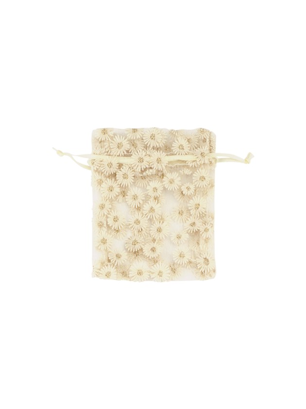 4 BOURSES FLEURETTES IVOIRE 8CM X 10CM