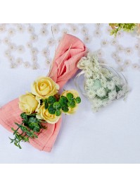 4 BOURSES FLEURETTES IVOIRE 8CM X 10CM