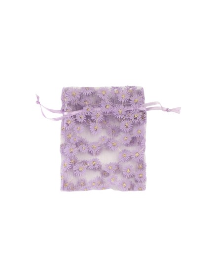 4 BOURSES FLEURETTES LILAS 8CM X 10CM