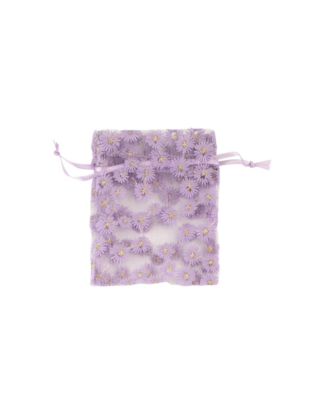 4 BOURSES FLEURETTES LILAS 8CM X 10CM