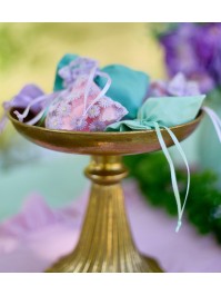 4 BOURSES FLEURETTES LILAS 8CM X 10CM