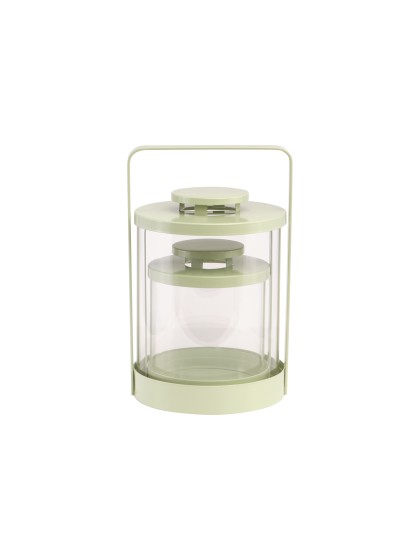 SET 2 SAGE GREEN LUCIOLE LANTERNS 16.5CM X 15.5CM X 25.8CM/13CM X 12.5CM X 18CM