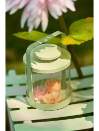 SET 2 LANTERNES LUCIOLE VERT SAUGE 16.5CM X 15.5CM X 25.8CM/13CM X 12.5CM X 18CM