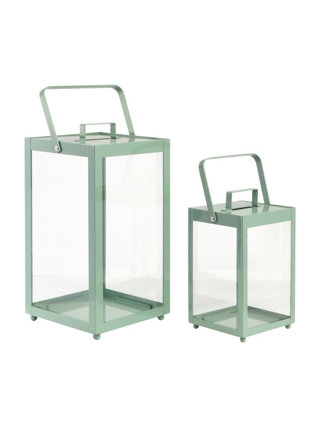 SET 2 LANTERNES LUCERNE EUCALYPTUS 17CM X 16CM X 32.5CM/13CM X 12CM X 22.5CM
