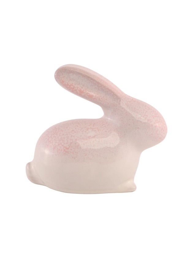 LAPIN CERAMIQUE ROSE TULIPE 15CM X 8CM X 13CM