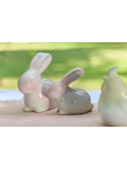 LAPIN CERAMIQUE ROSE TULIPE 15CM X 8CM X 13CM
