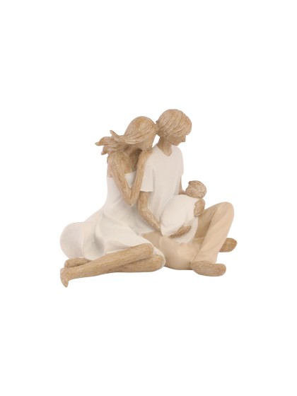 SITTING COUPLE WITH BABY LOVE MOMENT 19.5CM X 14CM X 15CM