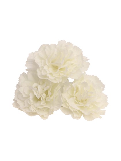 BOUQUET 3 OEILLETS BLANCS TIGES FLOQUEES 10CM X 9CM X 24CM