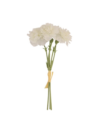 BUNCH OF 3 WHITE CARNATION FLOCKED STEM 10CM X 9CM X 24CM