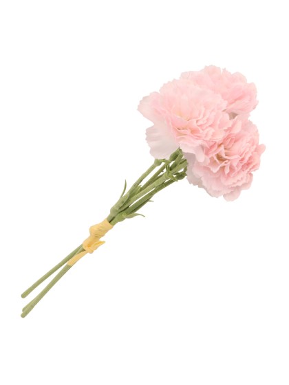 BOUQUET 3 OEILLETS ROSES TIGES FLOQUEES 10CM X 9CM X 24CM