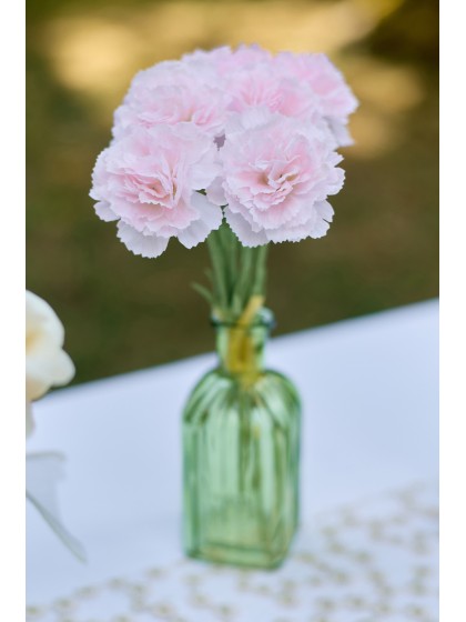 BUNCH OF 3 PINK CARNATION FLOCKED STEM 10CM X 9CM X 24CM