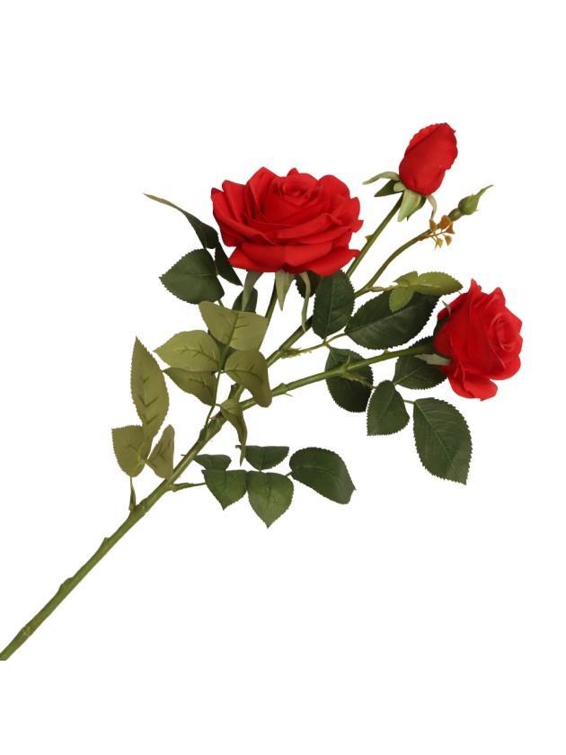 TIGE 3 ROSES ROUGES REAL TOUCH 27CM X 20CM X 79CM