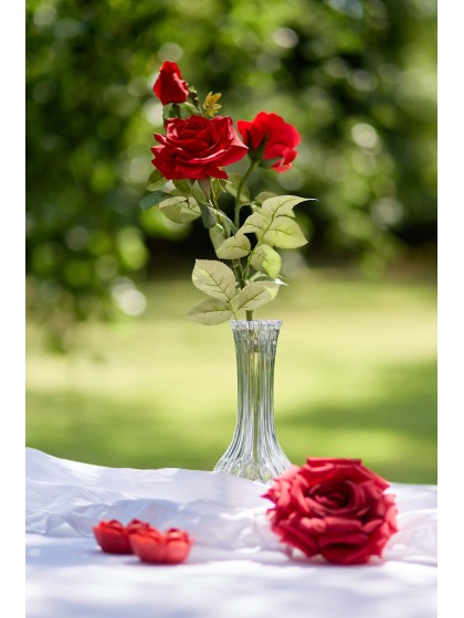 TIGE 3 ROSES ROUGES REAL TOUCH 27CM X 20CM X 79CM