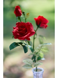 TIGE 3 ROSES ROUGES REAL TOUCH 27CM X 20CM X 79CM