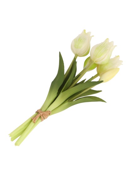 BLUMENSTRAUSS 5 WEISSE TULPEN REAL TOUCH 10CM X 10CM X 26CM