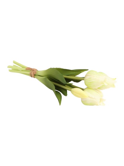 BOUQUET 5 TULIPES BLANCHES REAL TOUCH 10CM X 10CM X 26CM