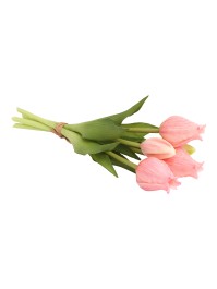 BOUQUET 5 TULIPES ROSES REAL TOUCH 10CM X 10CM X 26CM
