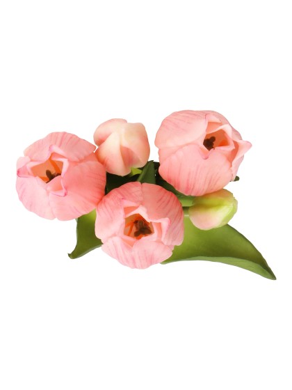 BOUQUET 5 TULIPES ROSES REAL TOUCH 10CM X 10CM X 26CM