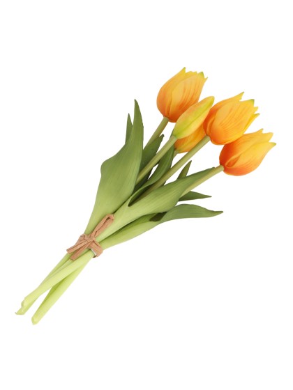 BOUQUET 5 TULIPES JAUNES REAL TOUCH 10CM X 10CM X 26CM