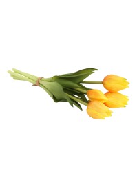 BUNCH OF 5 YELLOW TULIPS REAL TOUCH 10CM X 10CM X 26CM