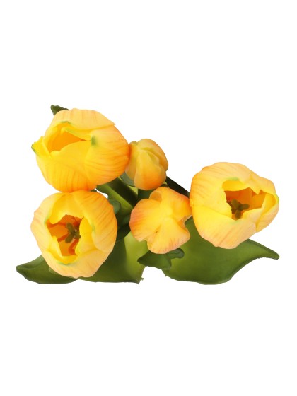BOUQUET 5 TULIPES JAUNES REAL TOUCH 10CM X 10CM X 26CM